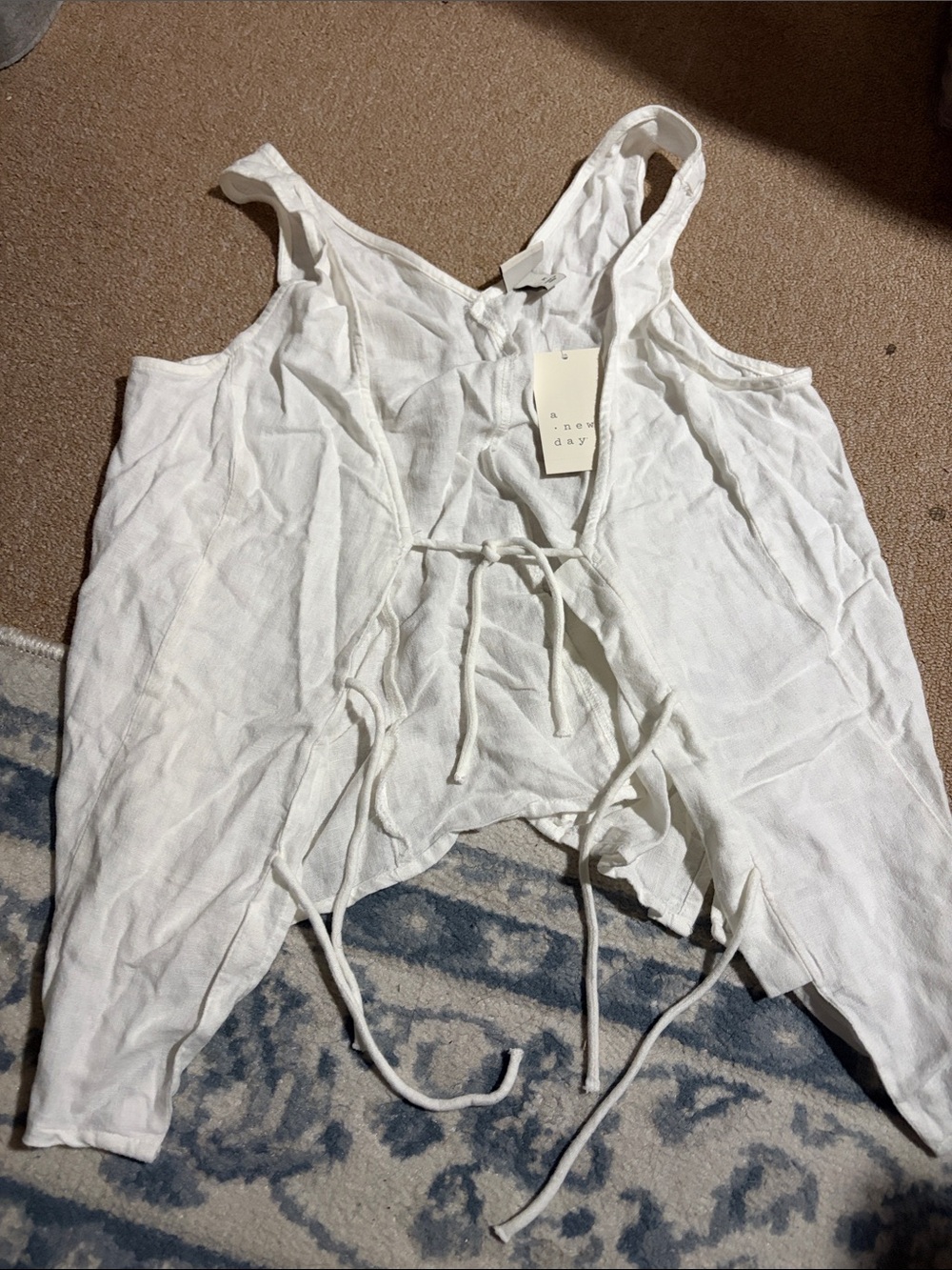 a new day White Linen Tie-Front Camisole Tank
